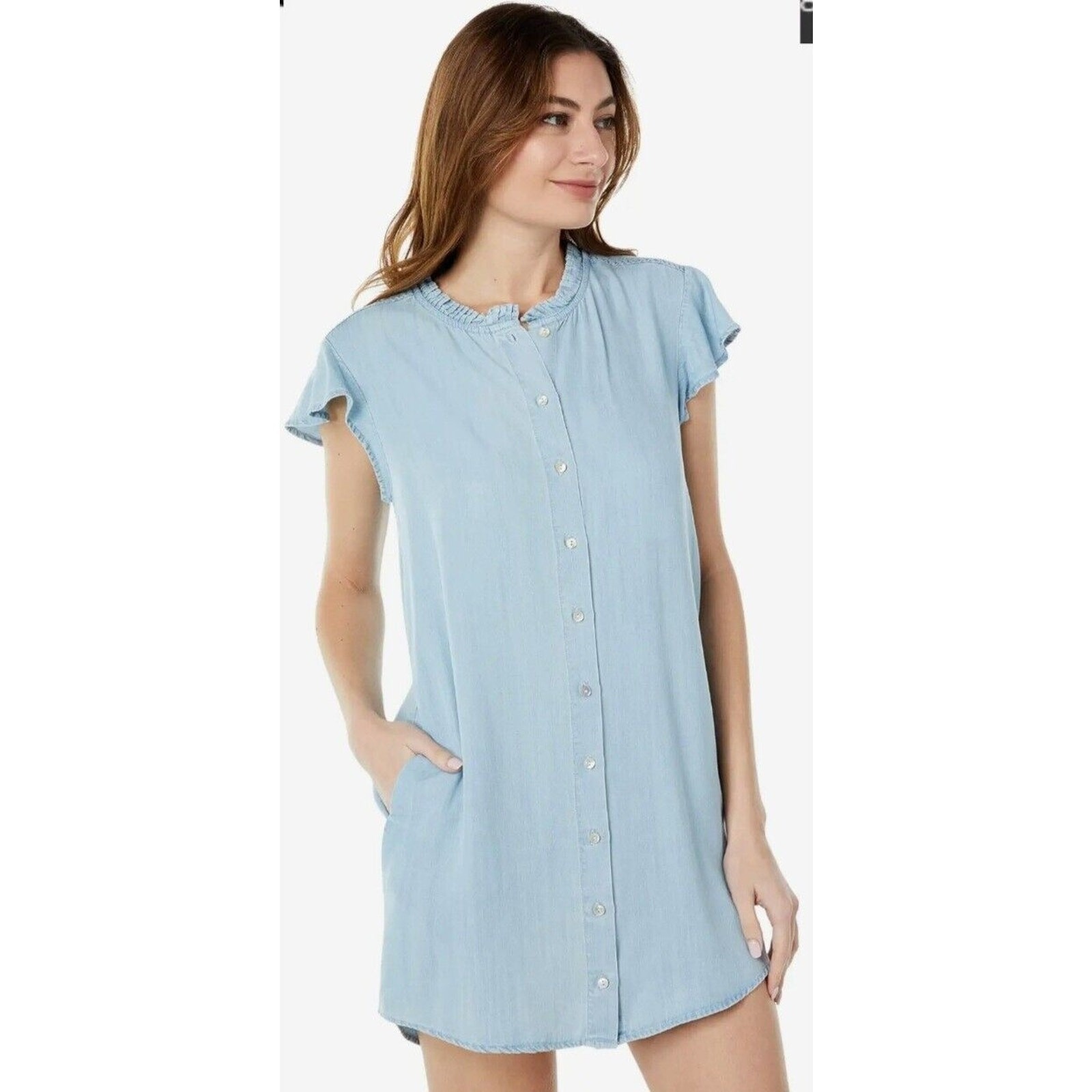 Nwt Dear John Zayn Shirt Button Down Above Knee Dress Olympic Blue Womens Medium